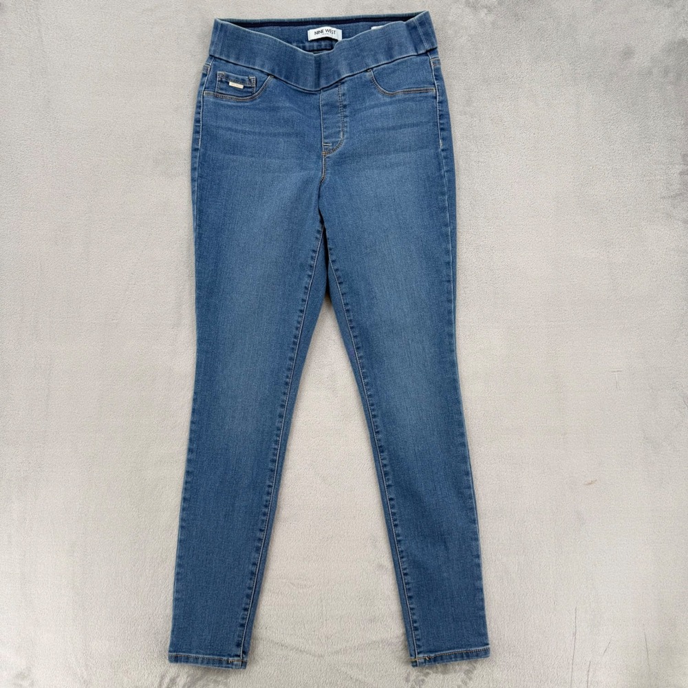Nine West Heidi Pull-On Skinny Jeans Blue Denim  Stretch Leggings Womens Size 6